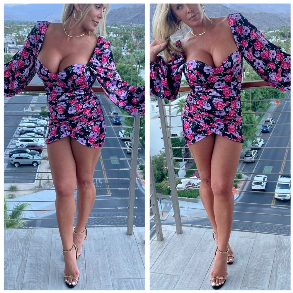 Oh Polly 💜 Satin Puff Sleeve Dress US size 6 - Picture 2 of 6